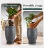 WKTR Grey 18 Inch German Polymer Tall Round Plant Container with Saucer