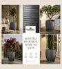 WKTR Grey 18 Inch German Polymer Tall Round Plant Container with Saucer