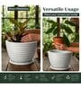 WKTR Marble White 18 Inch German Polymer Round Plant Container with Saucer