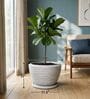 WKTR Marble White 18 Inch German Polymer Round Plant Container with Saucer