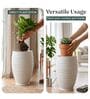 WKTR Marble White 18 Inch German Polymer Tall Round Plant Container with Saucer