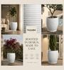 WKTR Marble White 18 Inch German Polymer Tall Round Plant Container with Saucer