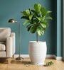WKTR Marble White 18 Inch German Polymer Tall Round Plant Container with Saucer