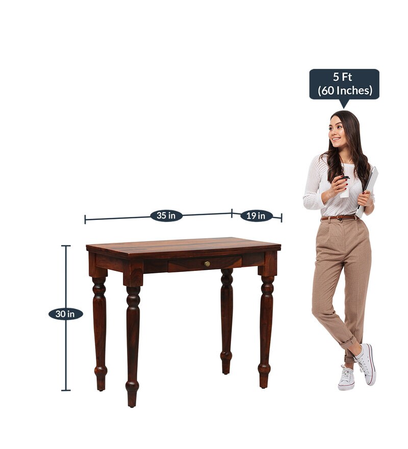 Buy Bryher Sheesham Wood Writing Table In Honey Oak Finish By Amberville Online Traditional