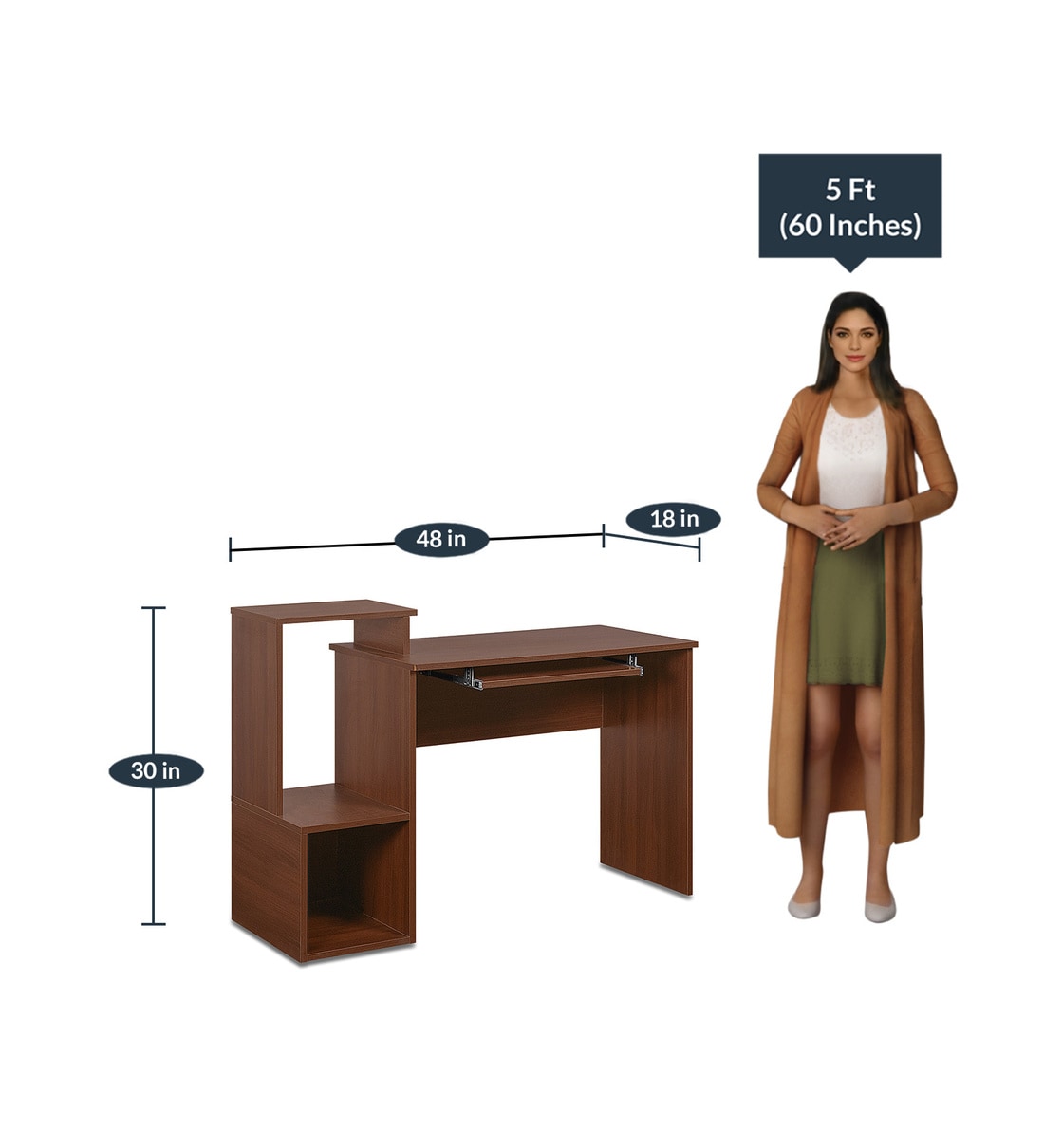 Buy Wonder Computer Table in Acacia Dark Finish by Delite kom Online Computer Tables Study