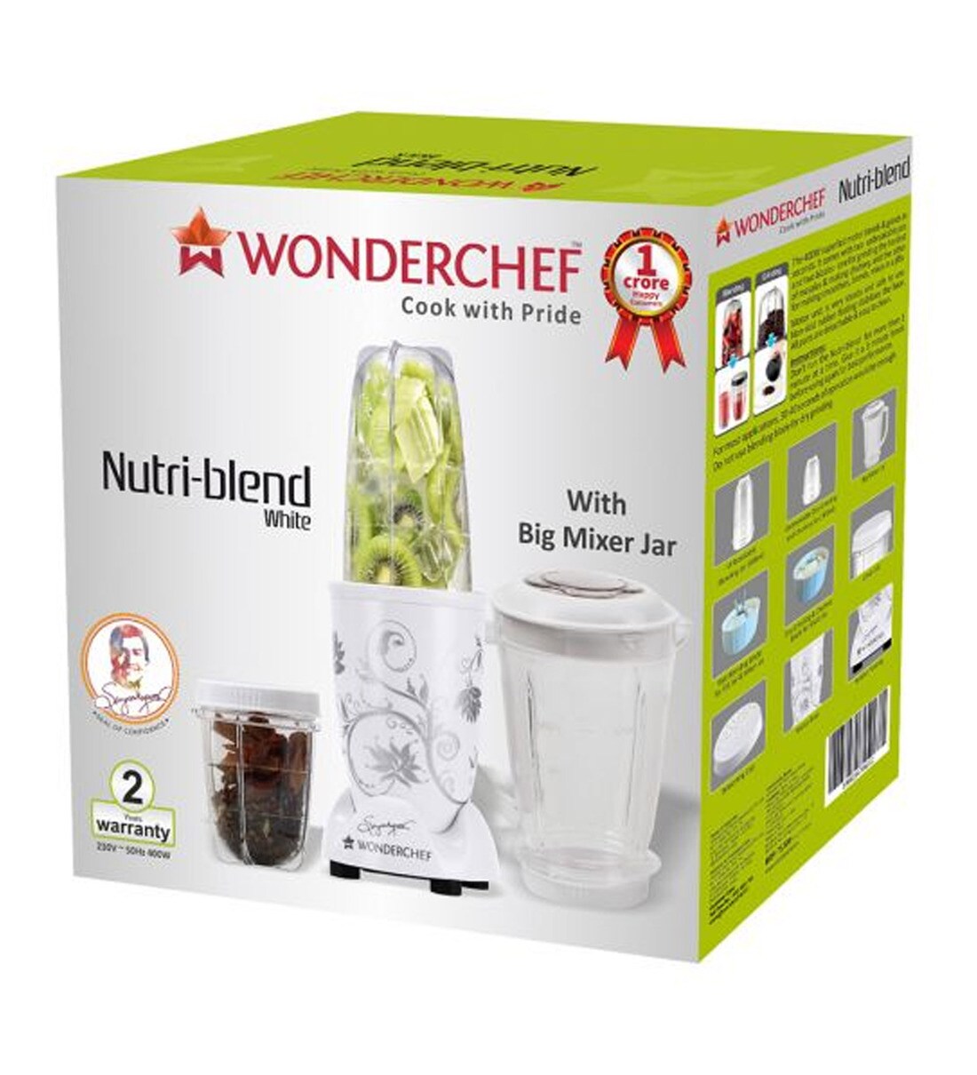 Buy Wonderchef NutriBlend 400Watt Mixer Grinder with 3 Jars (White