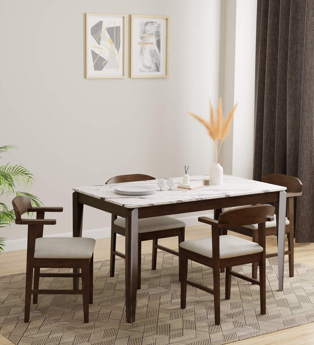 Buy Wondertop Solid Wood 4 Seater Dining Set In Marble Finish at 17% ...