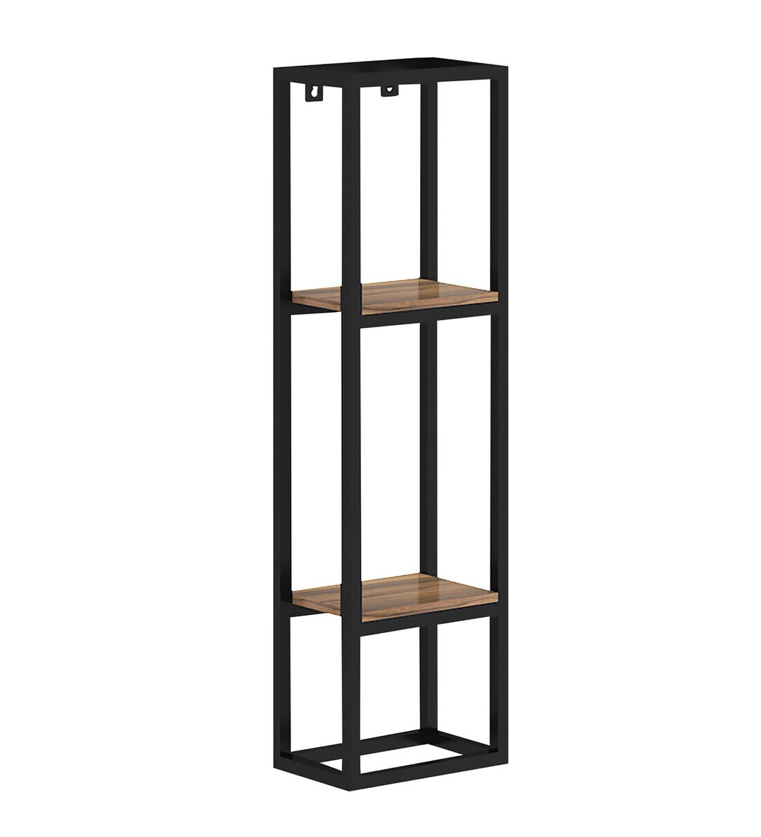 Buy Wood & Metal Wall Shelf In Asian Walnut Finish By Klaxon Online