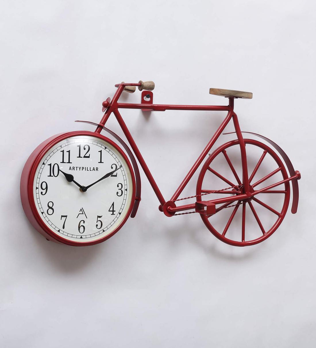 Buy Wood and Iron Analog Wall Clock In Red By Artypillar Online