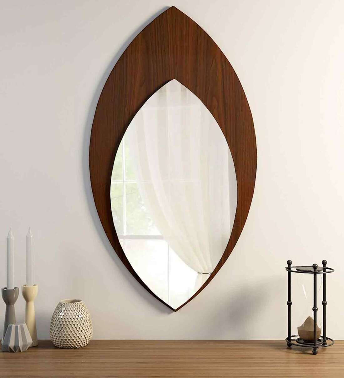 Buy Wood Oval Shape Wall Mirror By Wallmantra Online Wall Mirrors