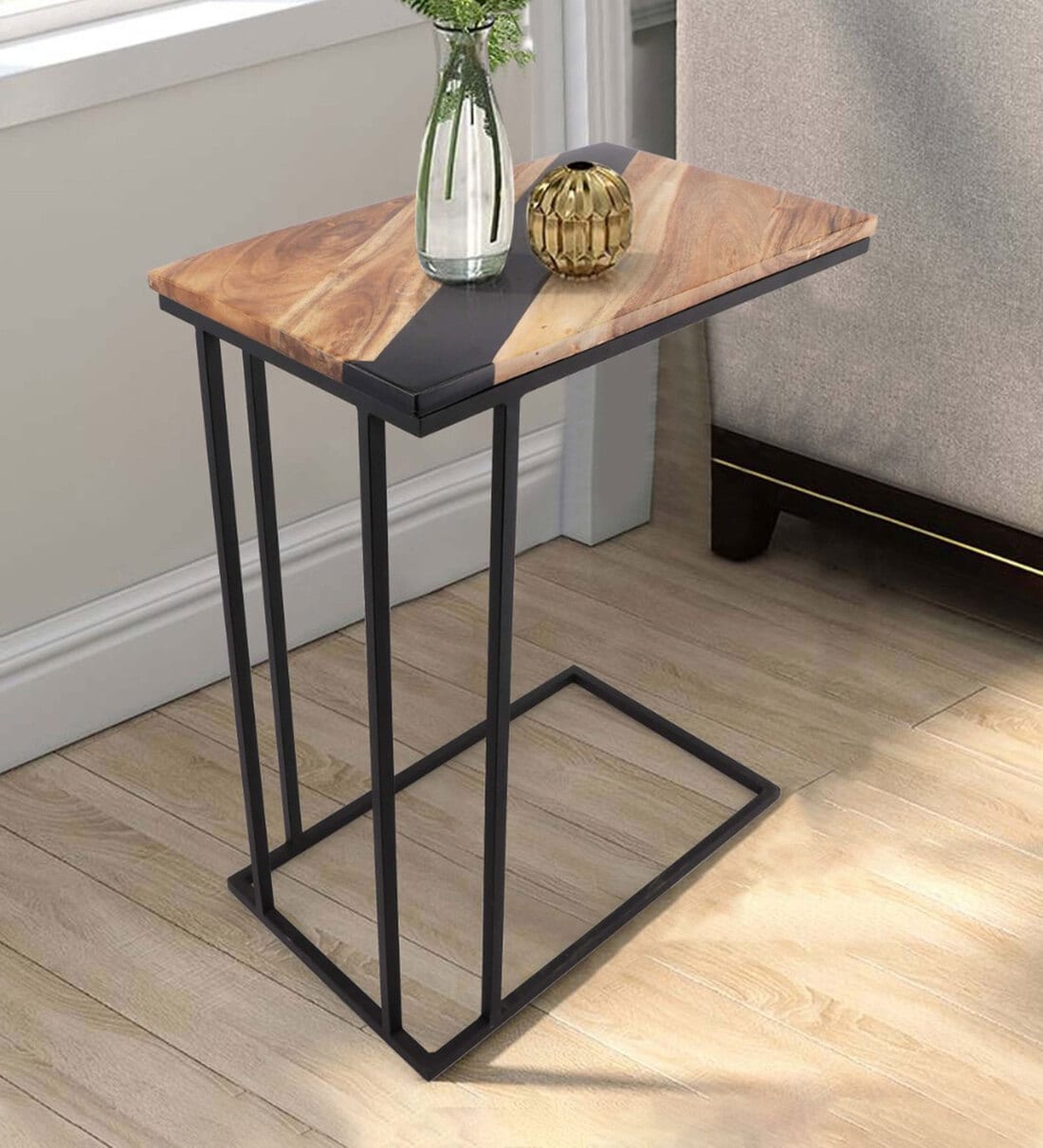 Buy Arrow Square C Shape End Table In Natural Resin Black Finish By We   Wood Resin Side Table In Natural By We Wood Wood Resin Side Table In Natural By We Wood 72vvkm 