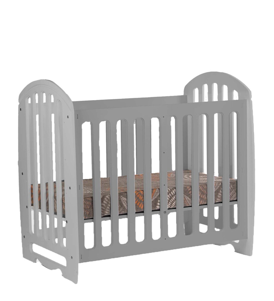 grey wooden cot