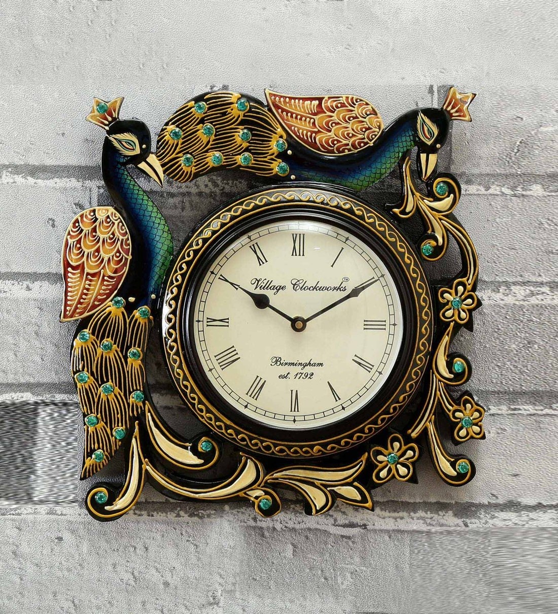 Buy Wooden Handpainted Peacock Wall Clock By Craft Tree Online Traditional Wall Clocks Wall Clocks Home Decor Pepperfry Product