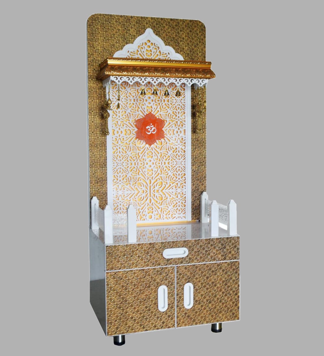Buy Wooden Pooja Mandir In Brown Colour With LED By The Mandir Store at