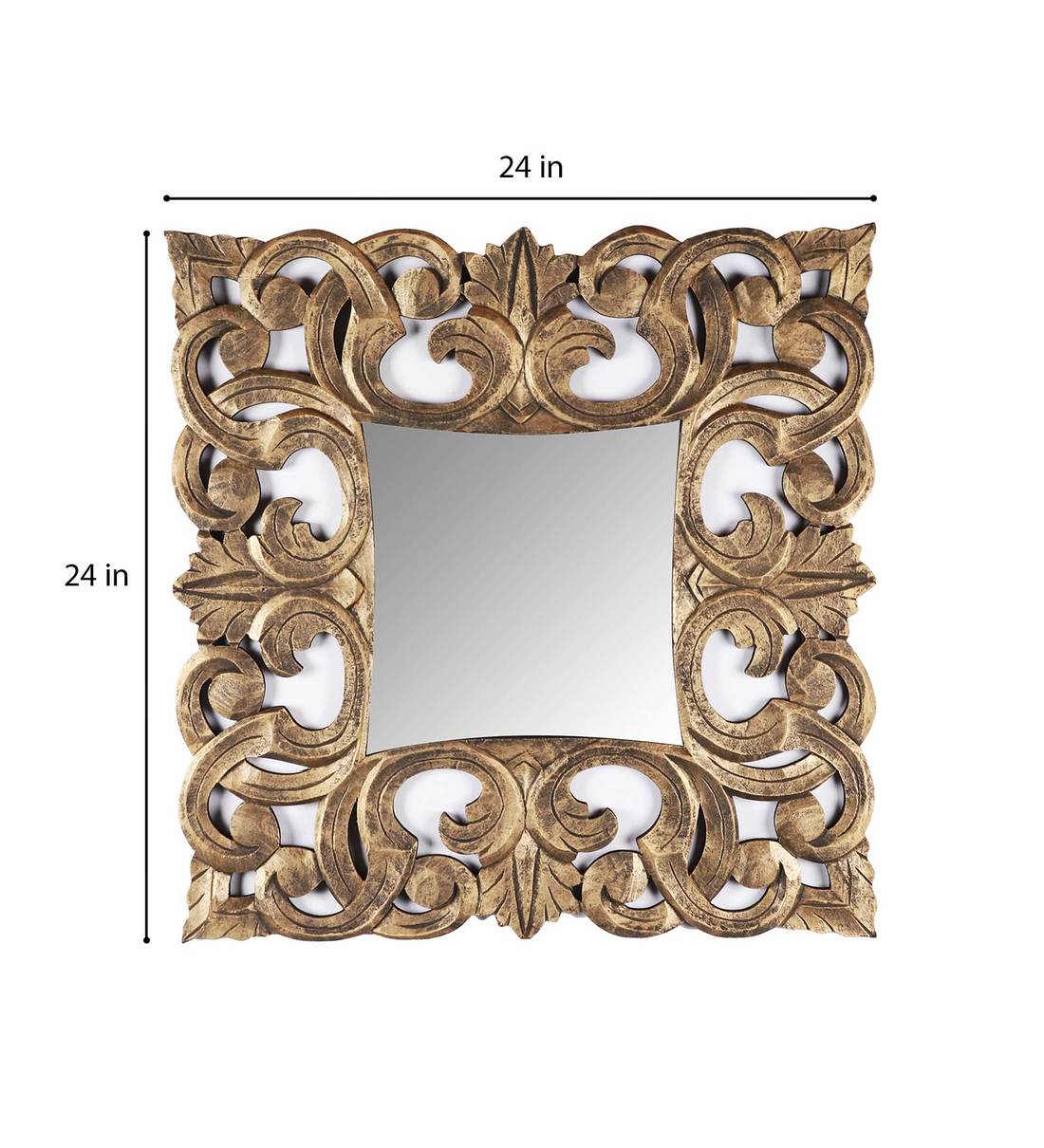 Buy Wooden Wall Mirror In Gold By The Urban Store Online Decorative