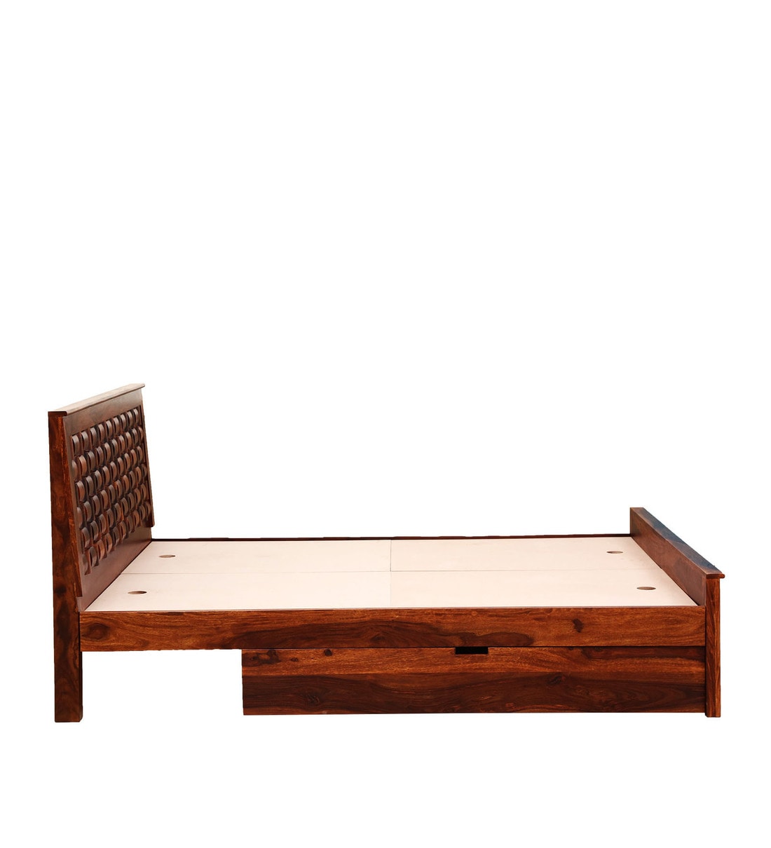 Buy Woodway Solid Wood Queen Bed With Drawer Storage In Honey Oak