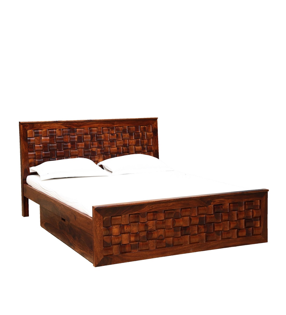 Buy Woodway Solid Wood Queen Bed With Drawer Storage In Honey Oak