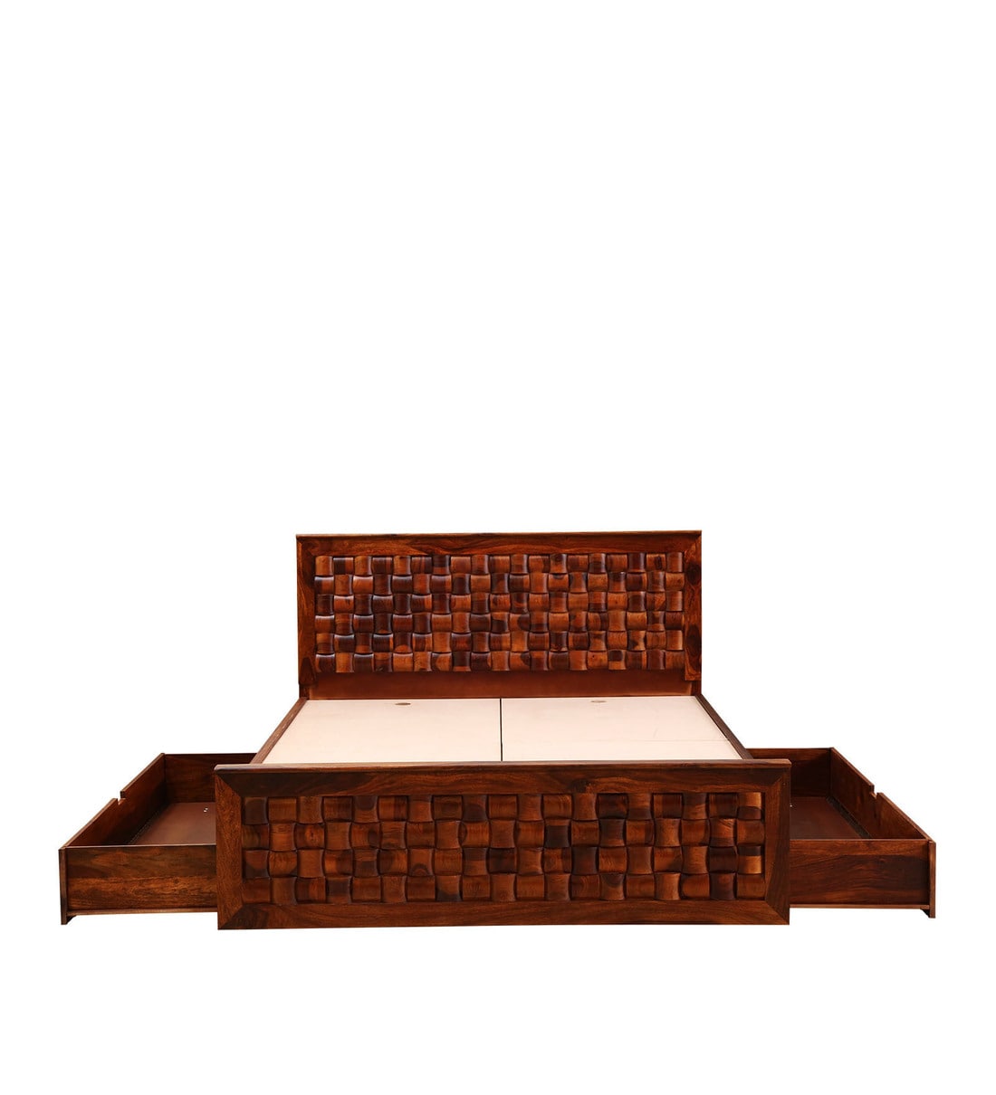 Buy Woodway Solid Wood Queen Bed With Drawer Storage In Honey Oak