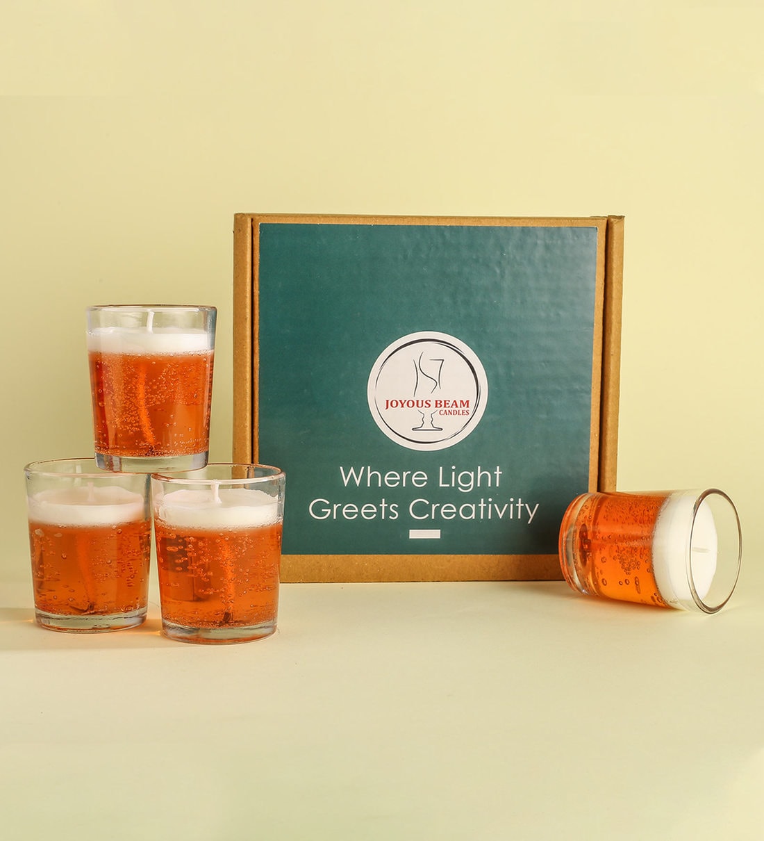 Buy Woody Brown Gel Candle Set of 4 Decorative Candles by Joyous Beam