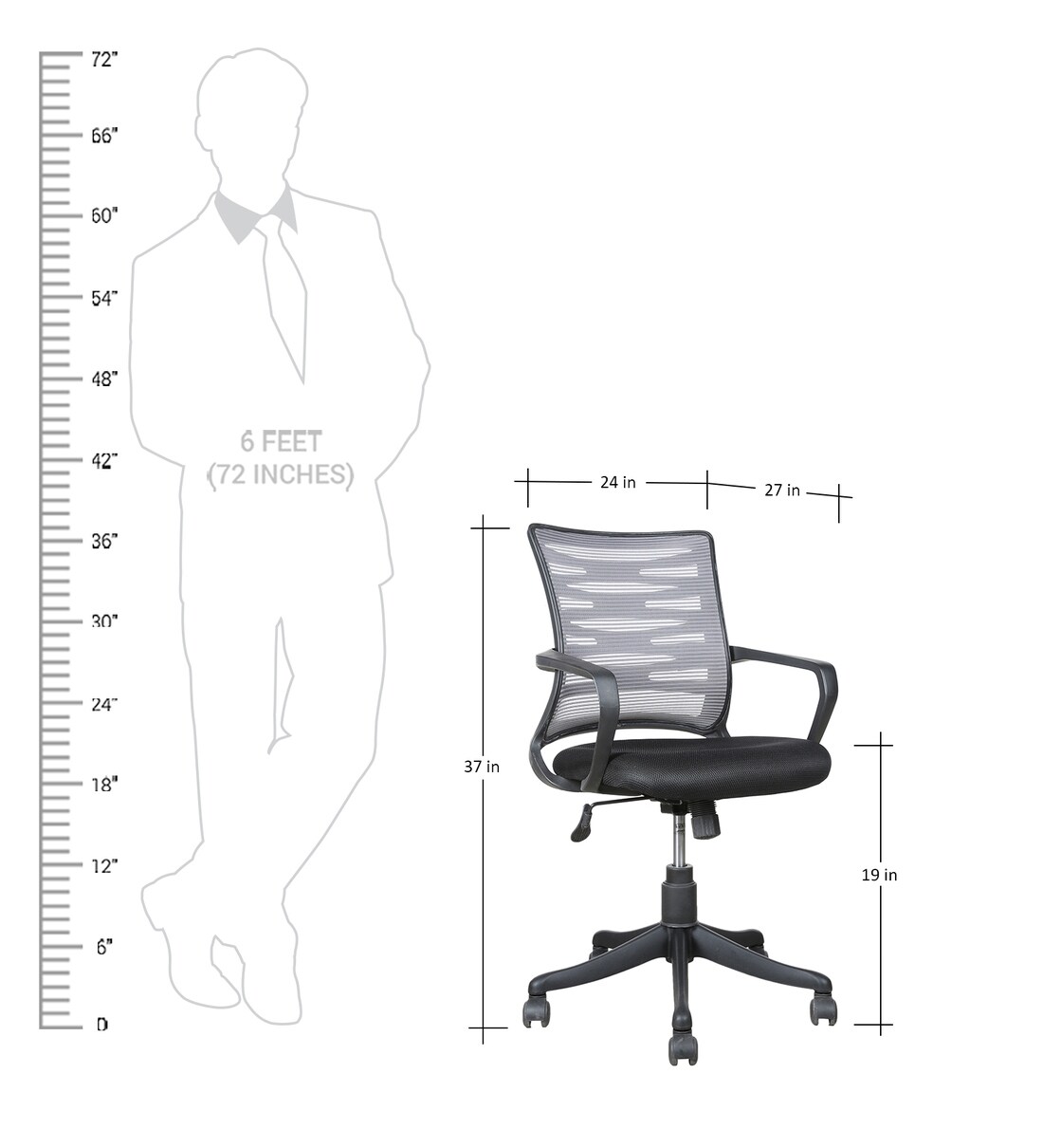 Buy Astec Ergonomic Chair in Grey Colour By Parin Online Mid Back