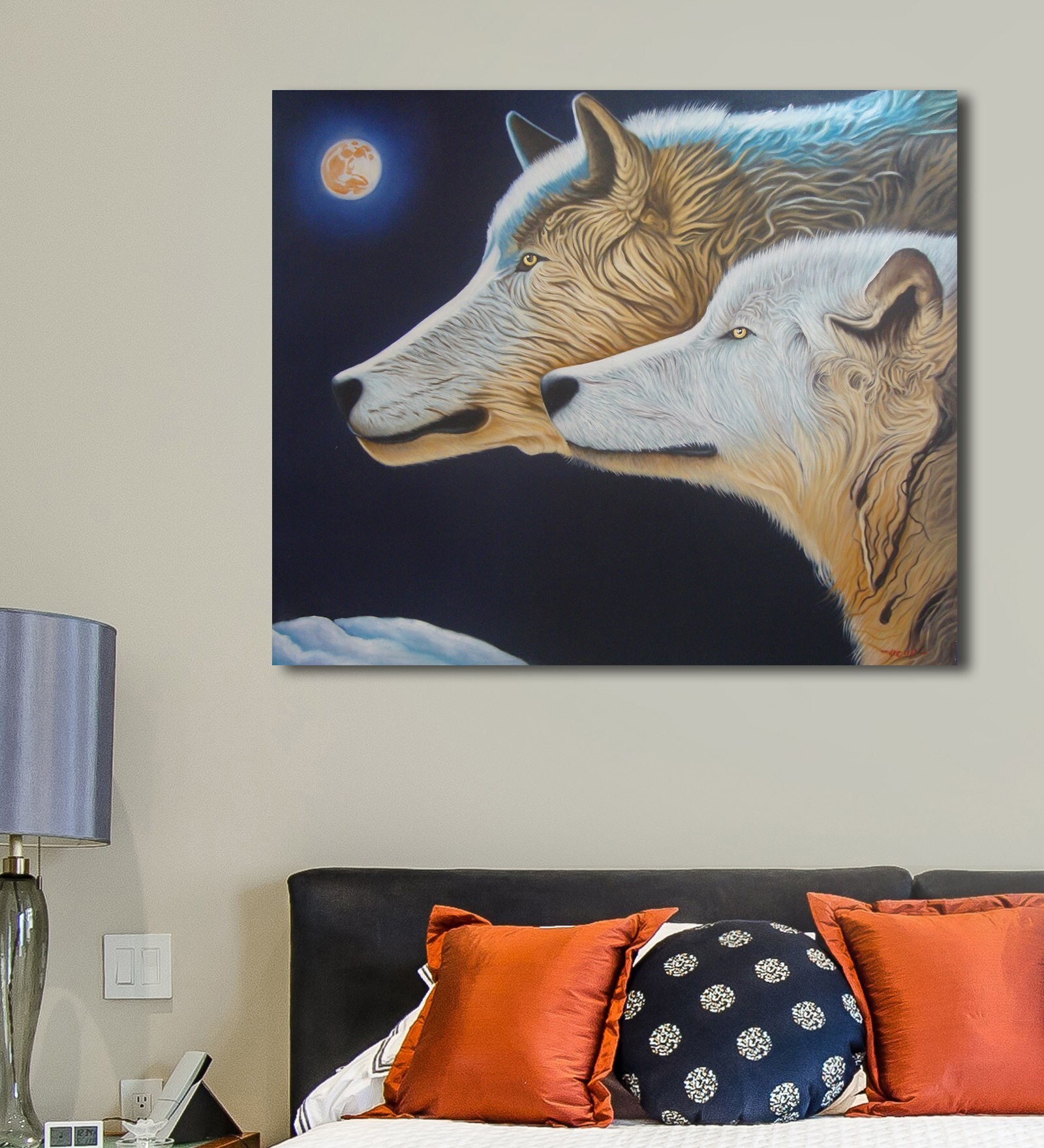 Buy Wolf And The Moon Canvas Landscape Acrylic Painting At 26 OFF By Buy Wolf And The Moon Canvas Landscape Acrylic Painting At 26 OFF By