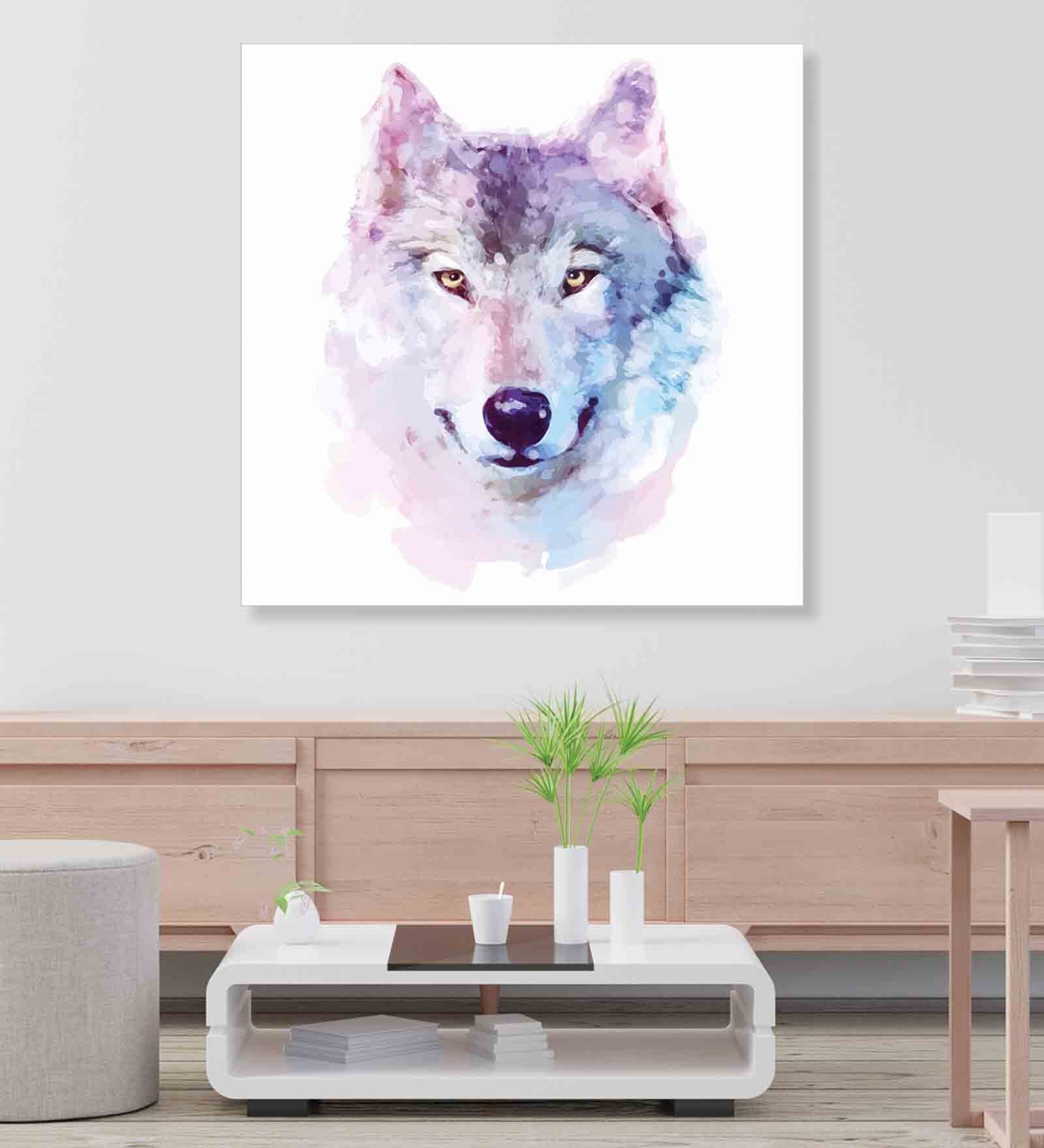 Wolf Animated Multicolour Canvas Unframed Wall Painting