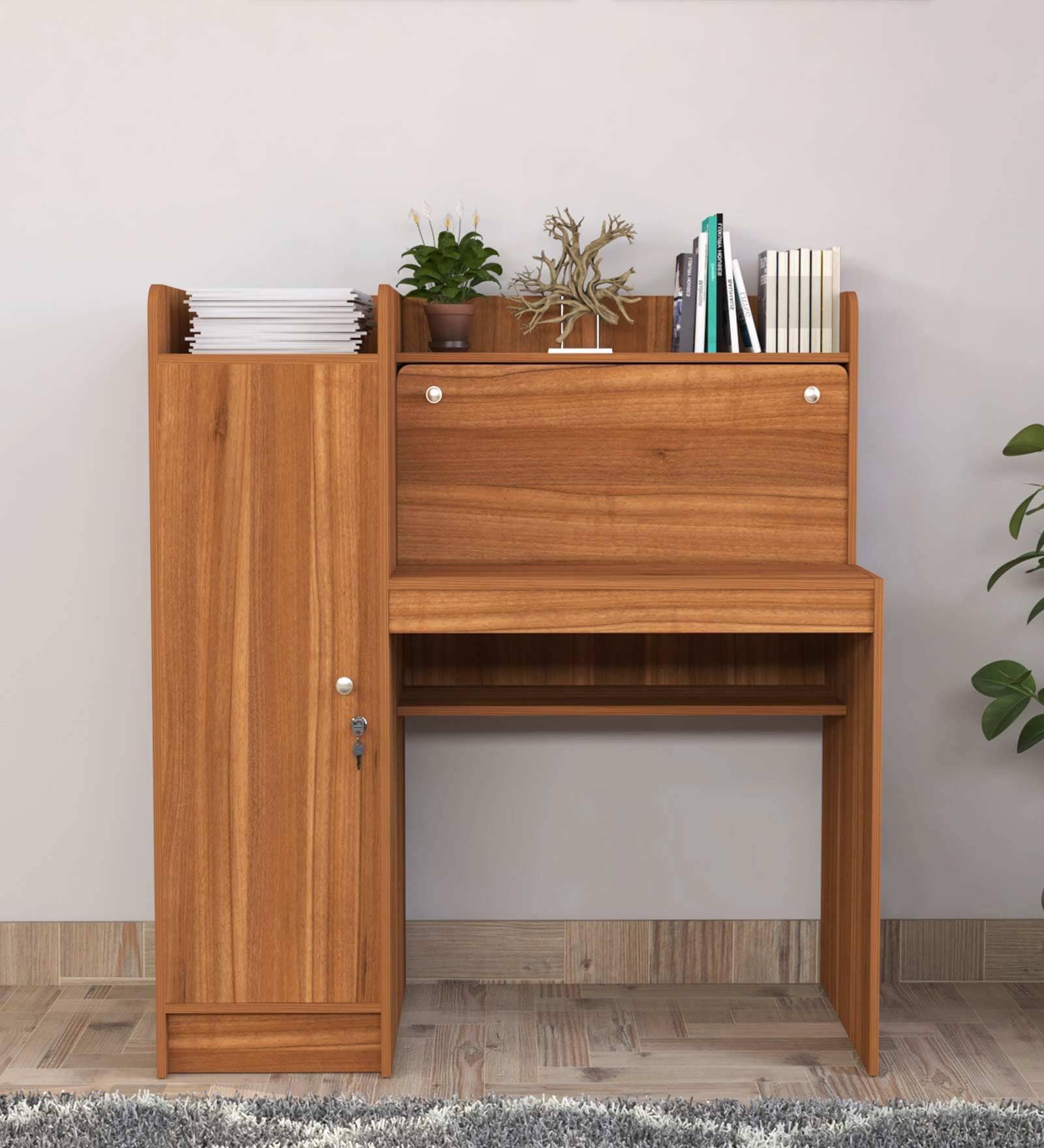 Wolf Hutch Desk In Lyon Teak Finish