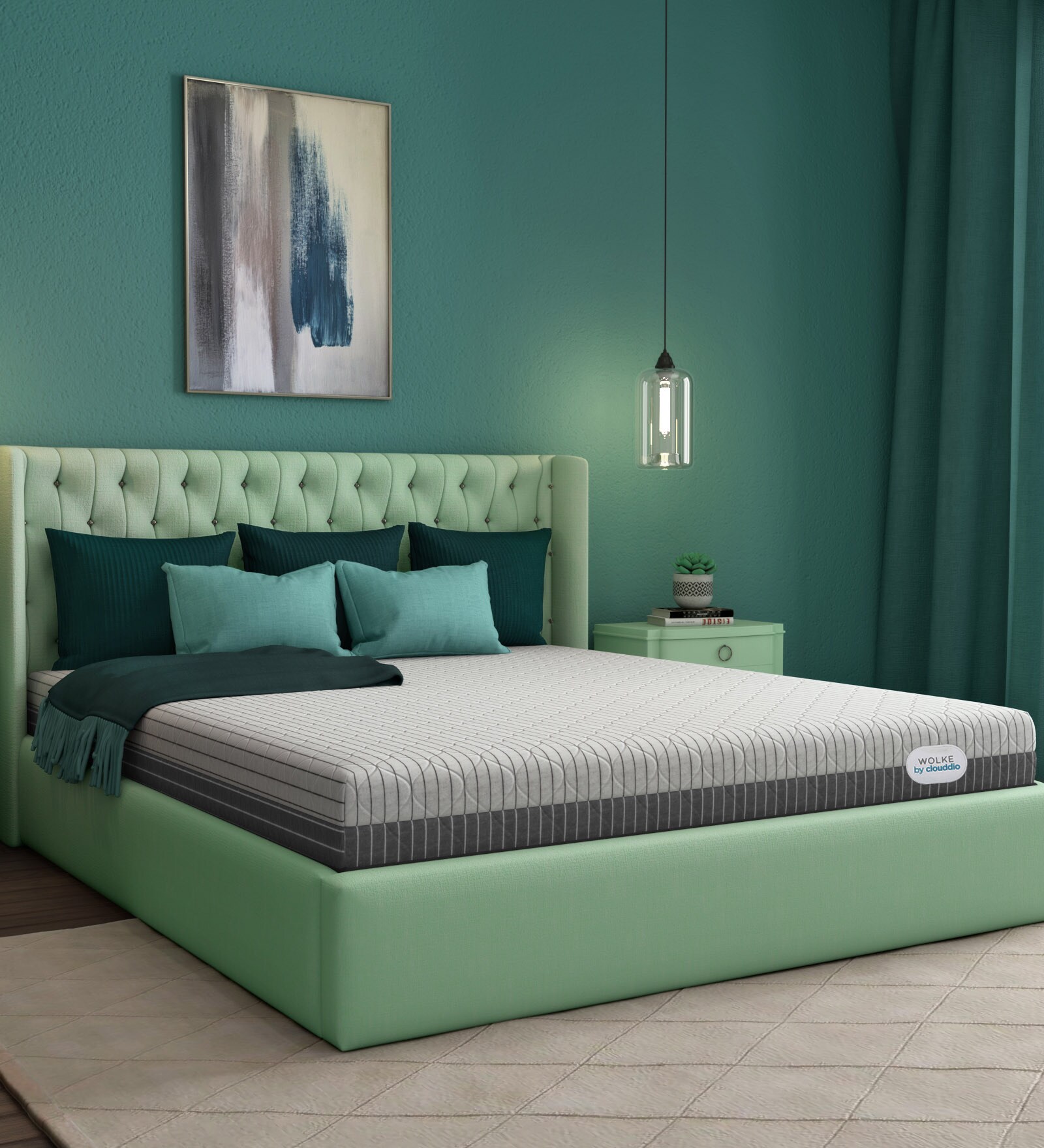 Wolke Dual Comfort 6 inch Latex Queen Size Mattress in White & Black Colour