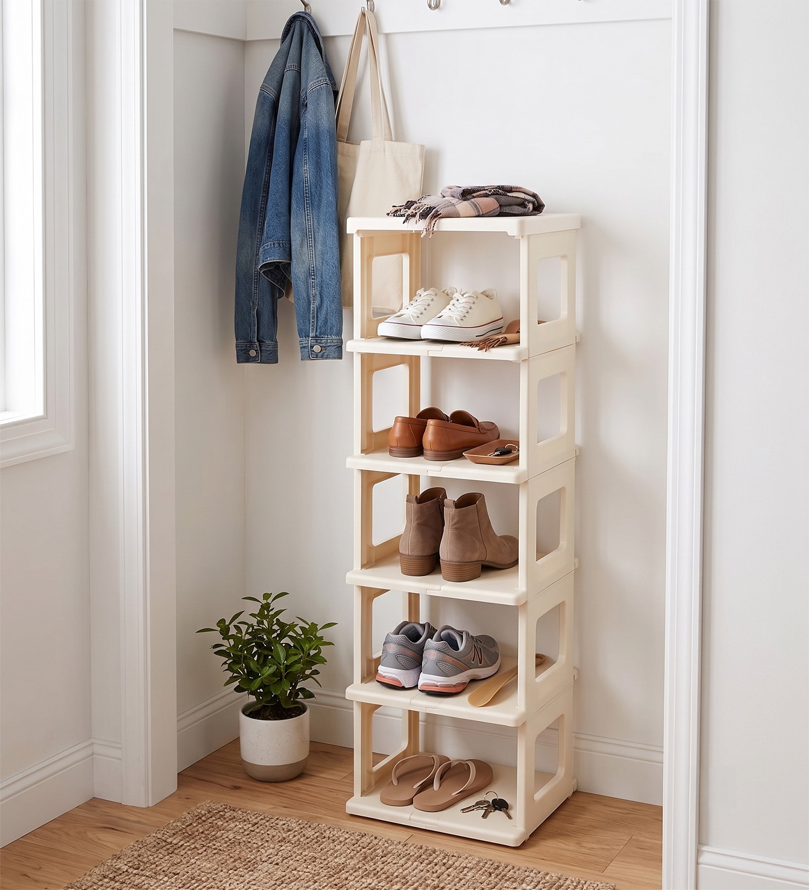 Cream Wonder Foldable Shoe Organiser Step 4
