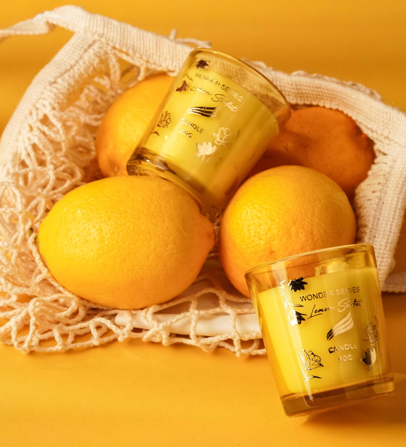 Wonder Series Lemon Sorbet Glass Candle (Yellow)