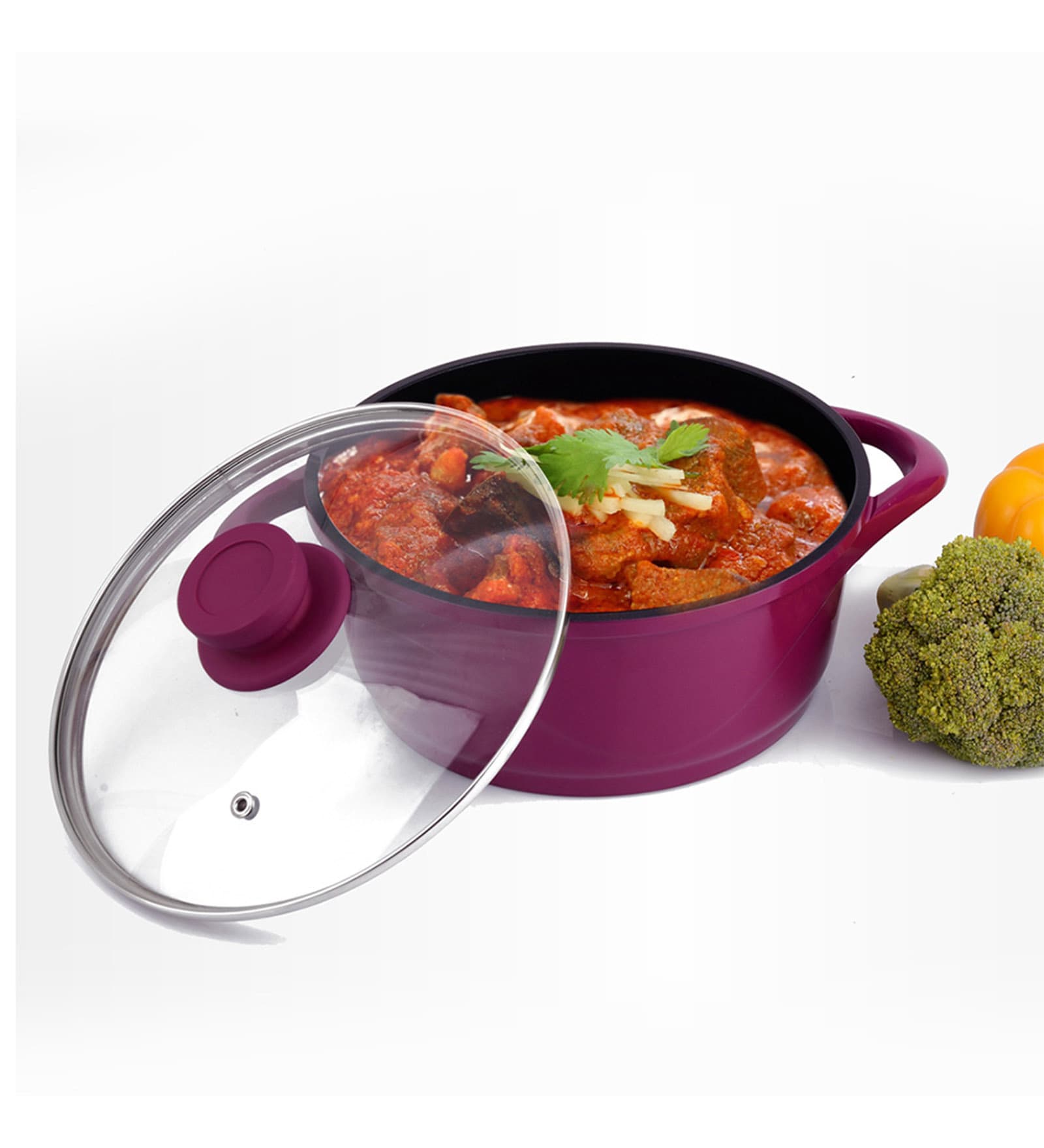 Aluminium Purple 4000 ML Casserole- Set of 3