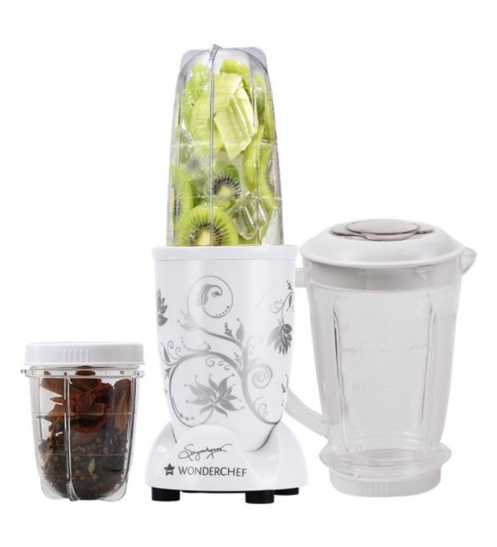 Wonderchef Nutri-Blend 400-Watt Mixer Grinder with 3 Jars (White)