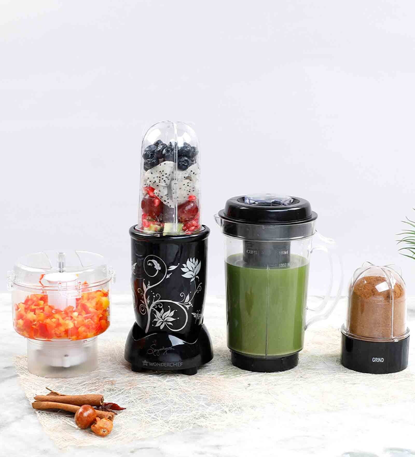 Wonderchef Nutri-Blend Complete Kitchen Machine,400W,22000 RPM Mixer-Grinder with Blender, Chopper, Juicer, SS Blades, 4 Unbreakable Jars and Online Recipe Book