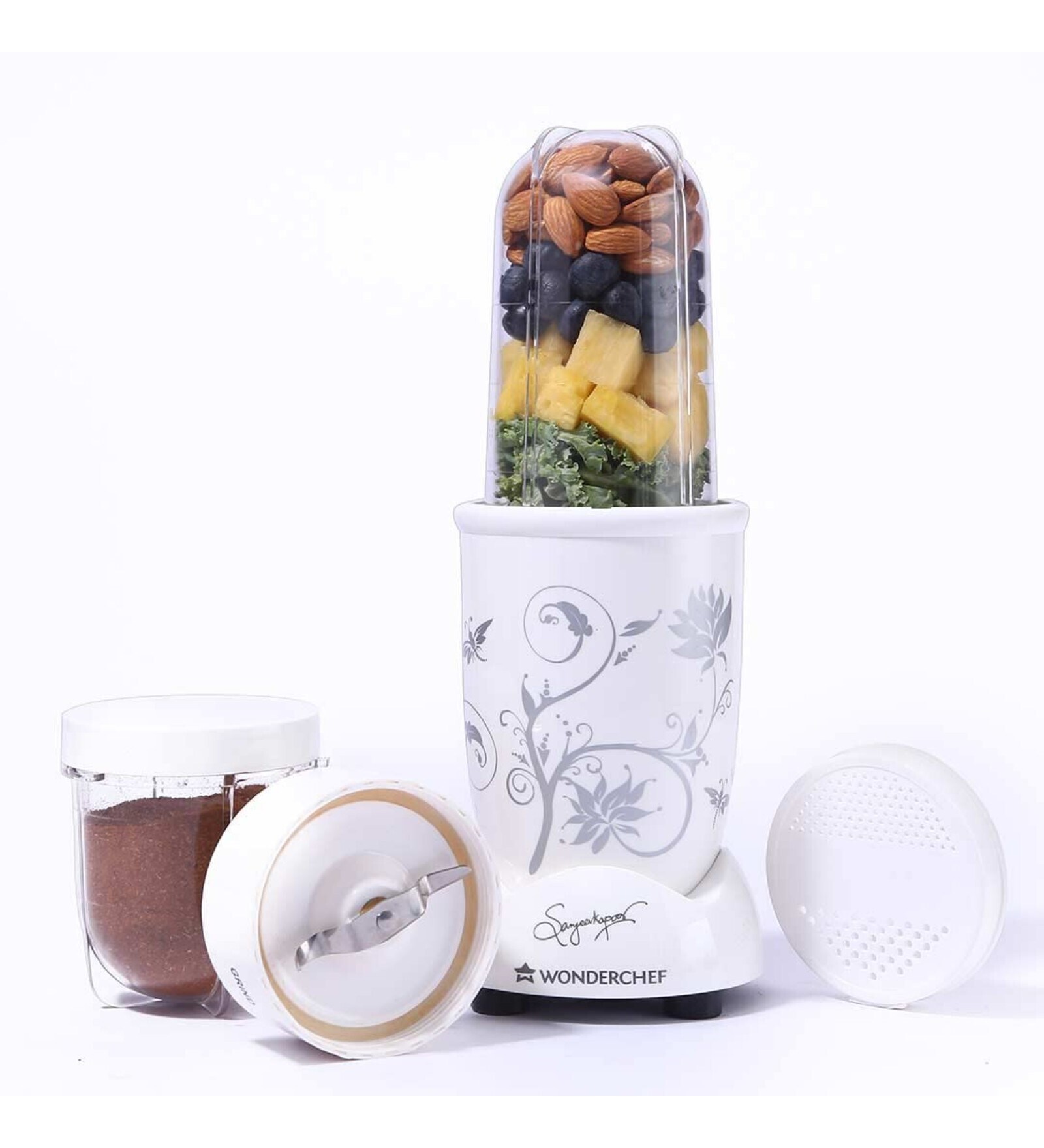 Wonderchef SS Blades 400W 2 Jar Nutri Blend Mixer Grinder (White)