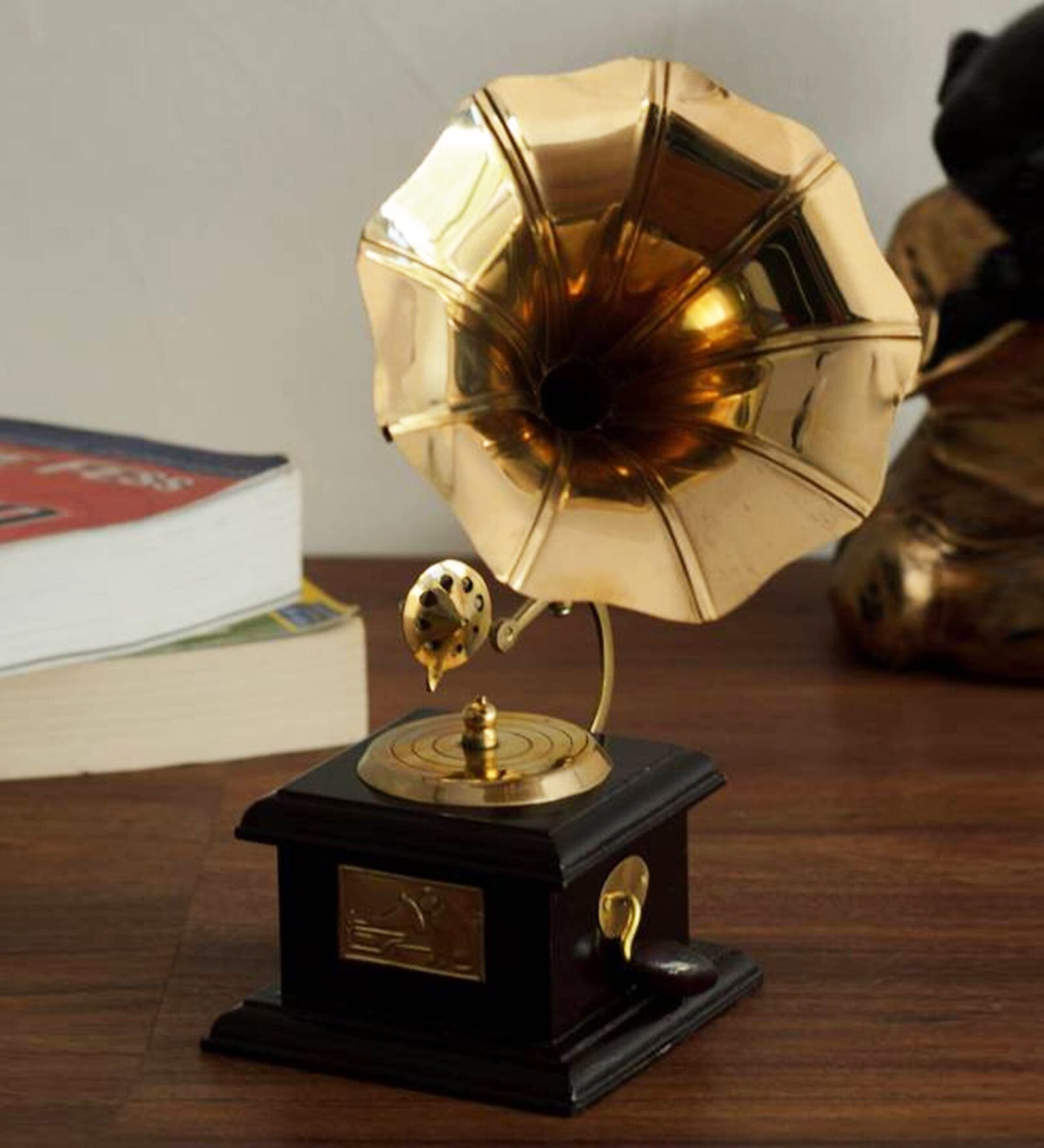 Wood & Brass Gramophone showpiece