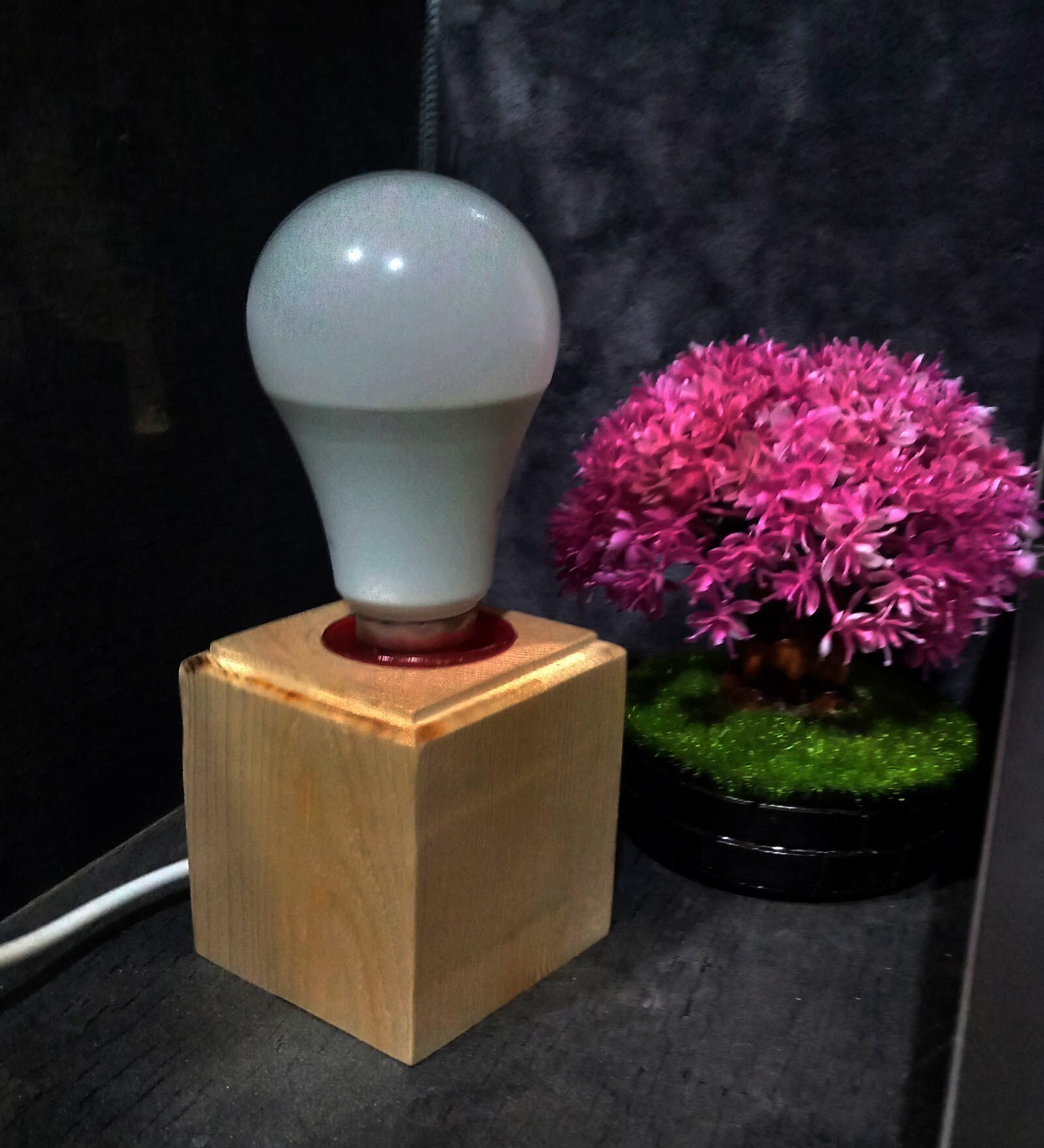 Wood Brown Wall Light With Bulb