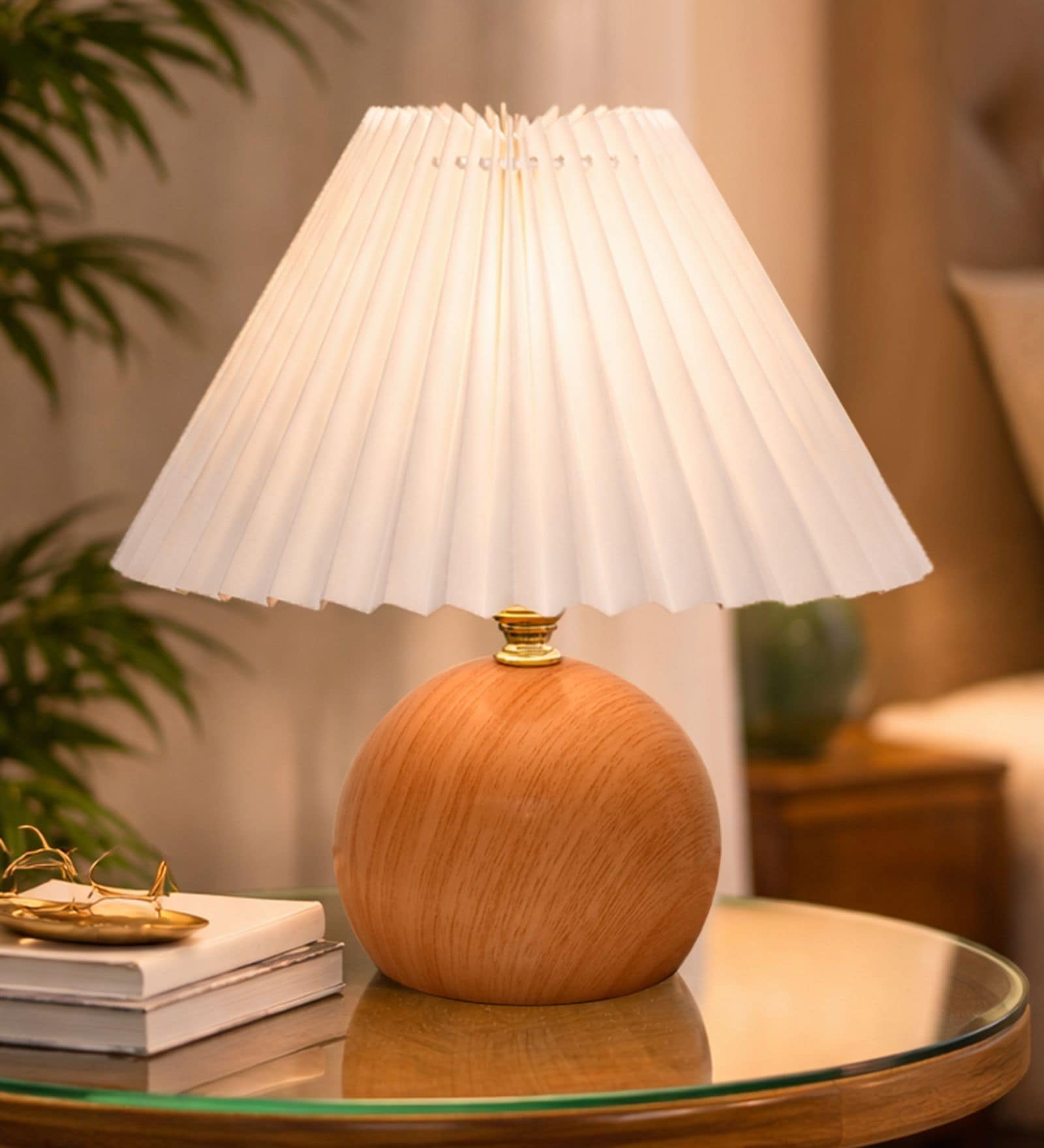 Wood Grain Pattern Metal Small Table Lamp, Desk Light