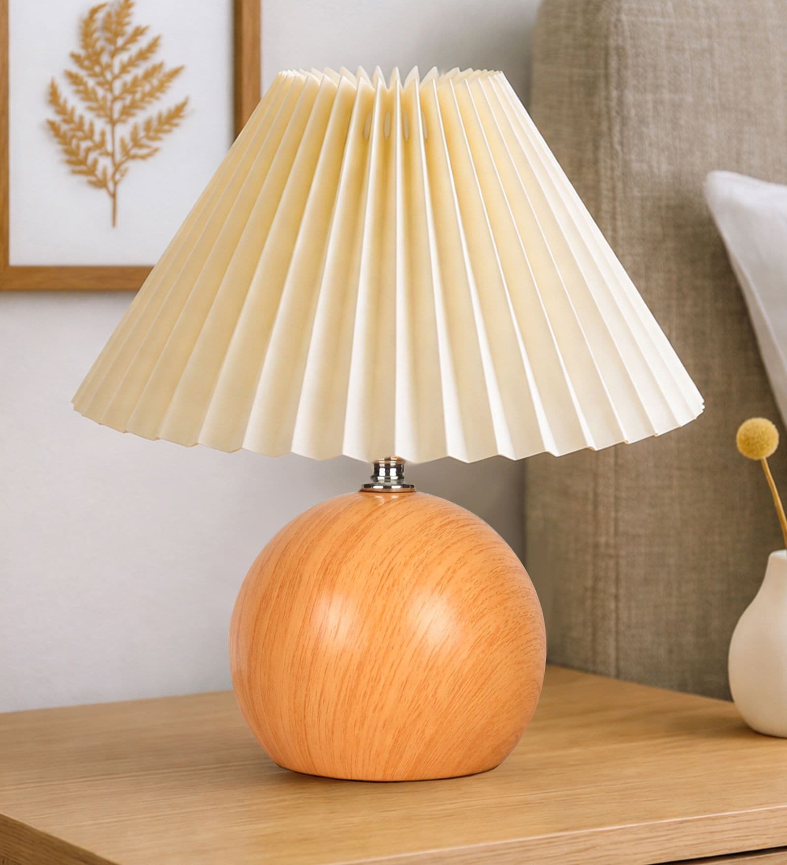 Wood Grain Pattern Metal Small Table Lamp, Desk Light