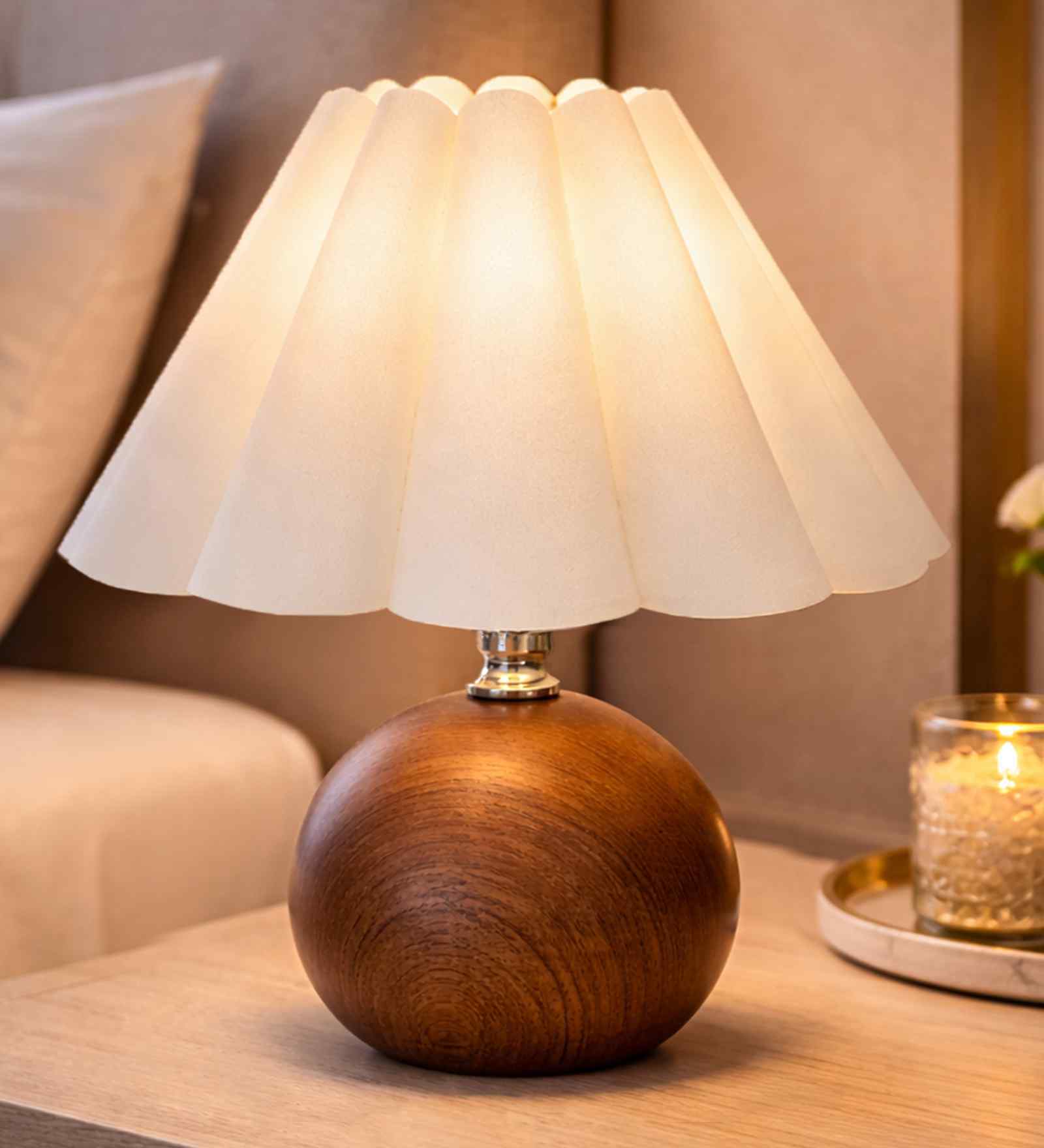 Wood Grain Pattern Small Table Lamp