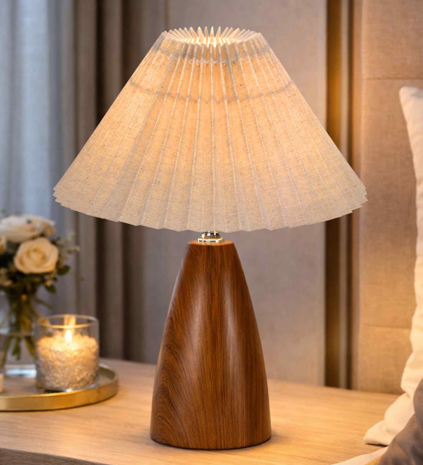 Wood Grain Pattern Small Table Lamp