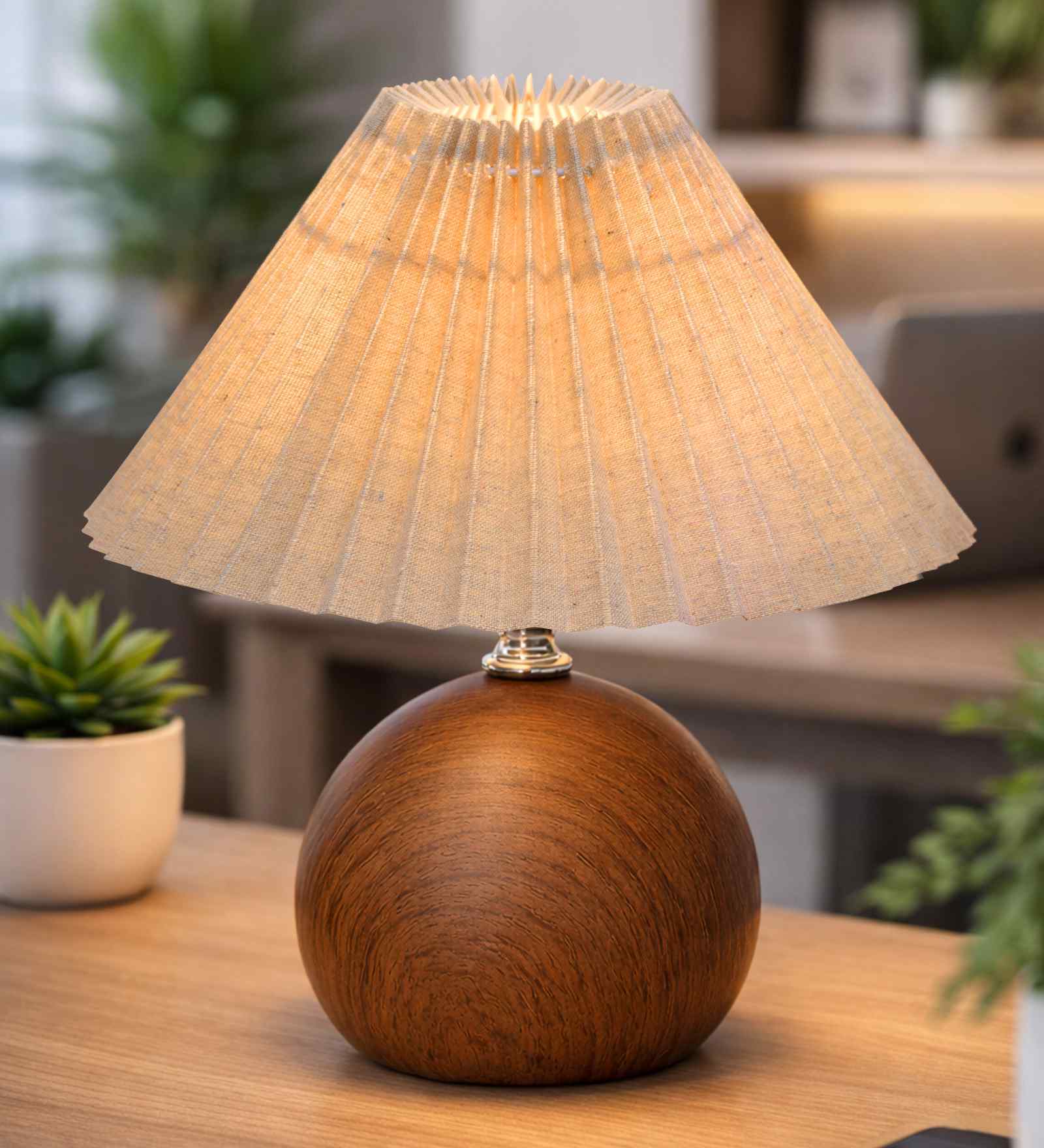 Wood Grain Pattern Small Table Lamp