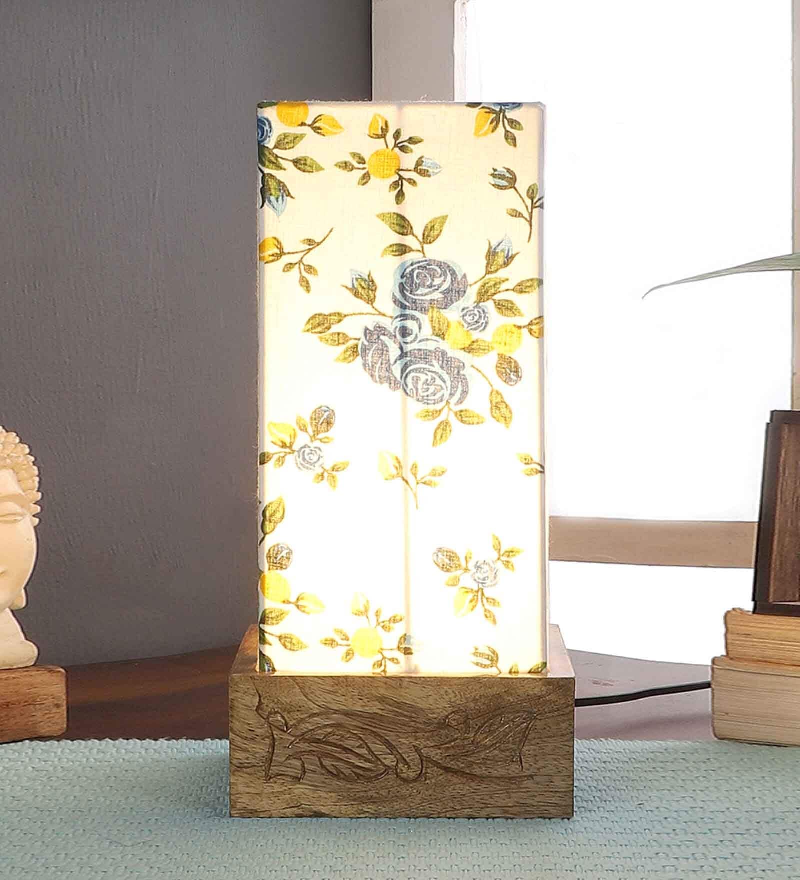 Wood Multicolor Square Lamp