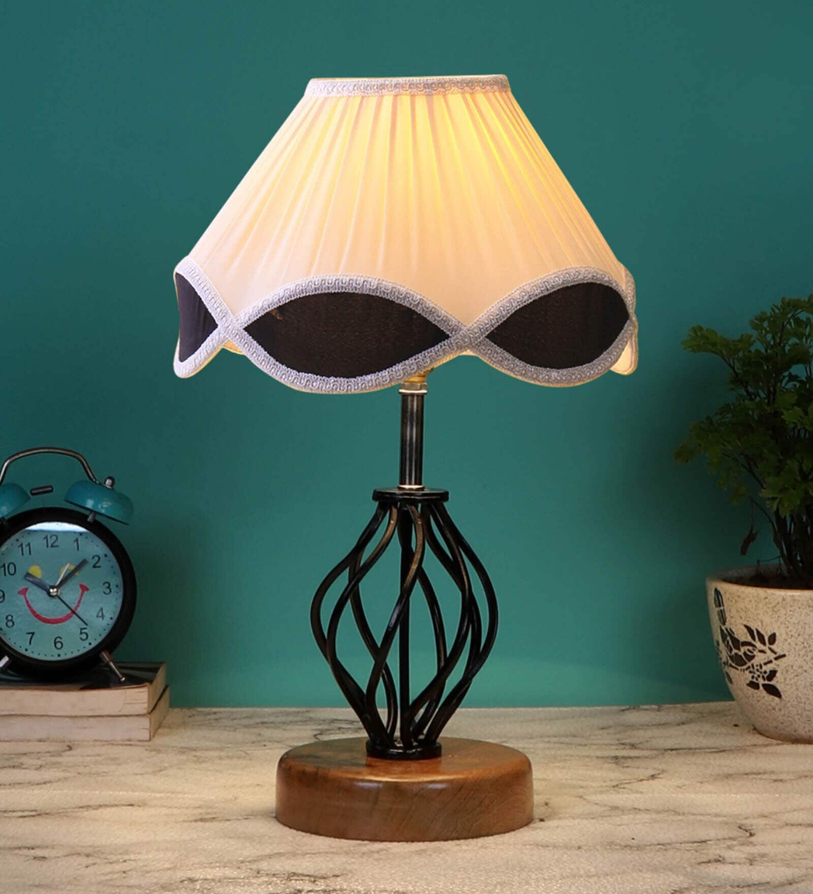 Wood Multicolor Table Lamp