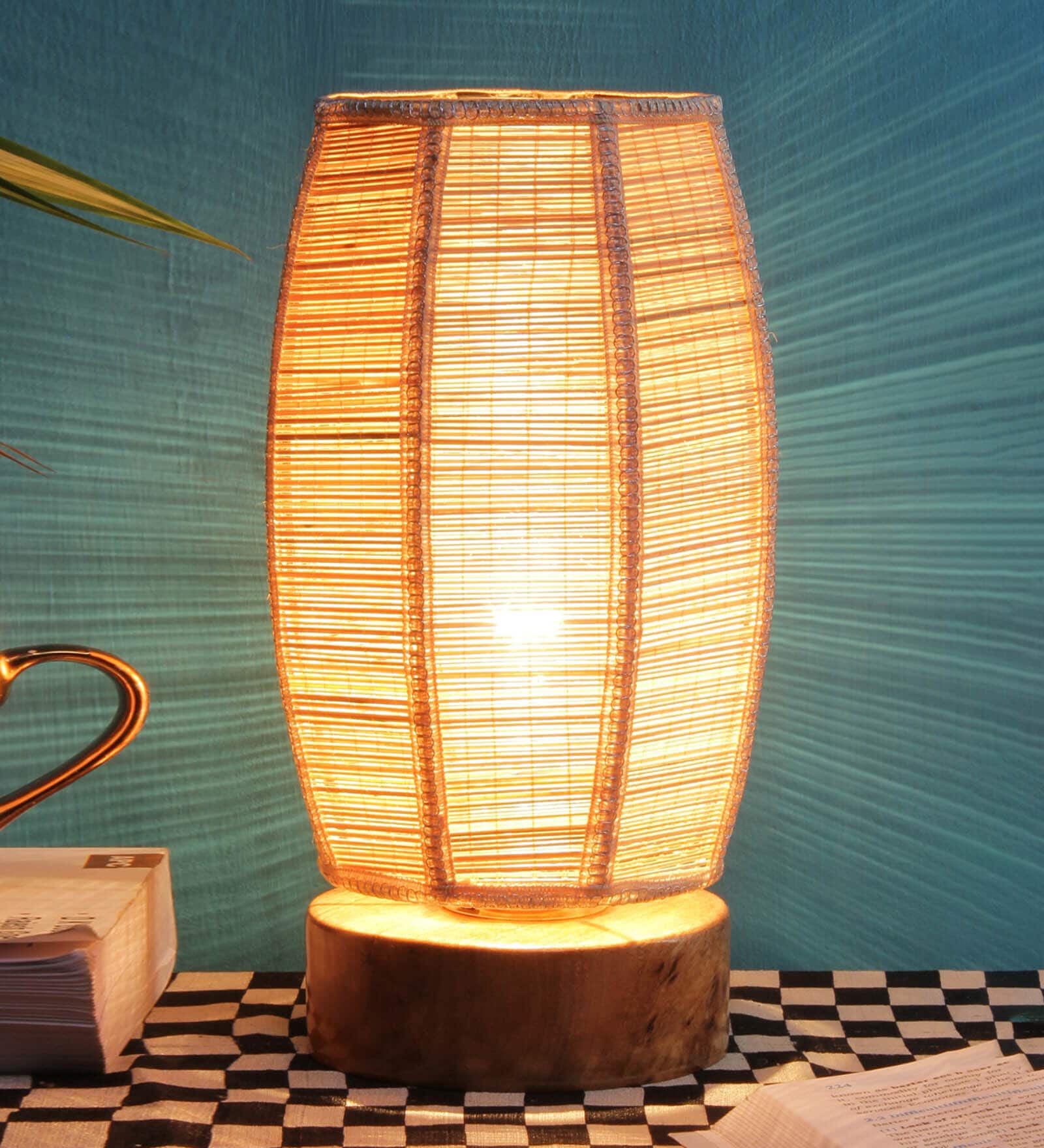 Wood Multicolor Table Lamp