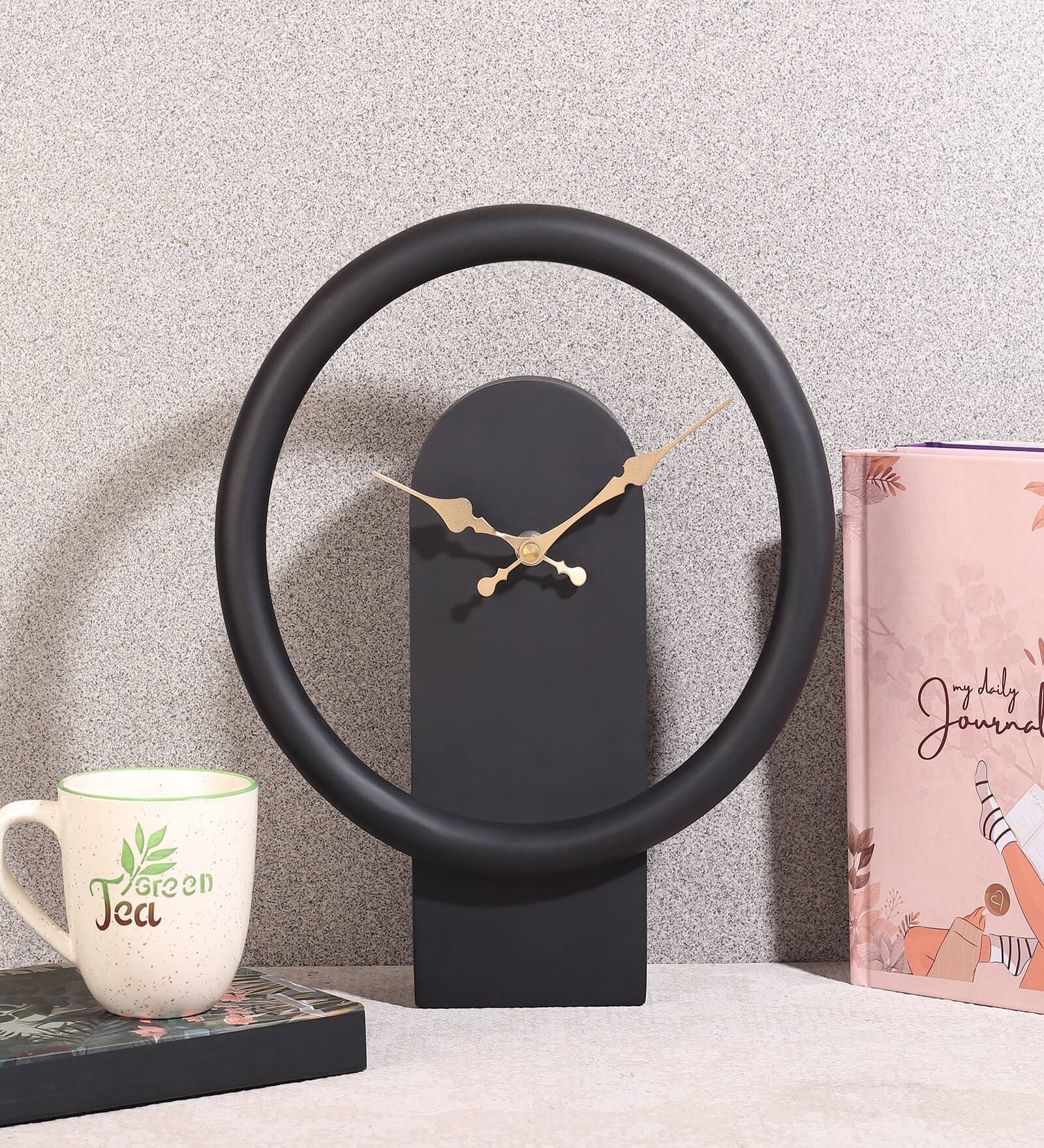 Wood's Dual Essence Black Wood Table Clock