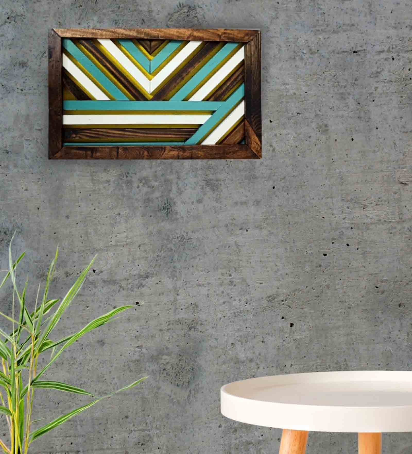 Buy Wood Wall Art Turquoise Blend Wooden Wall Art In Walnut Brown at 40