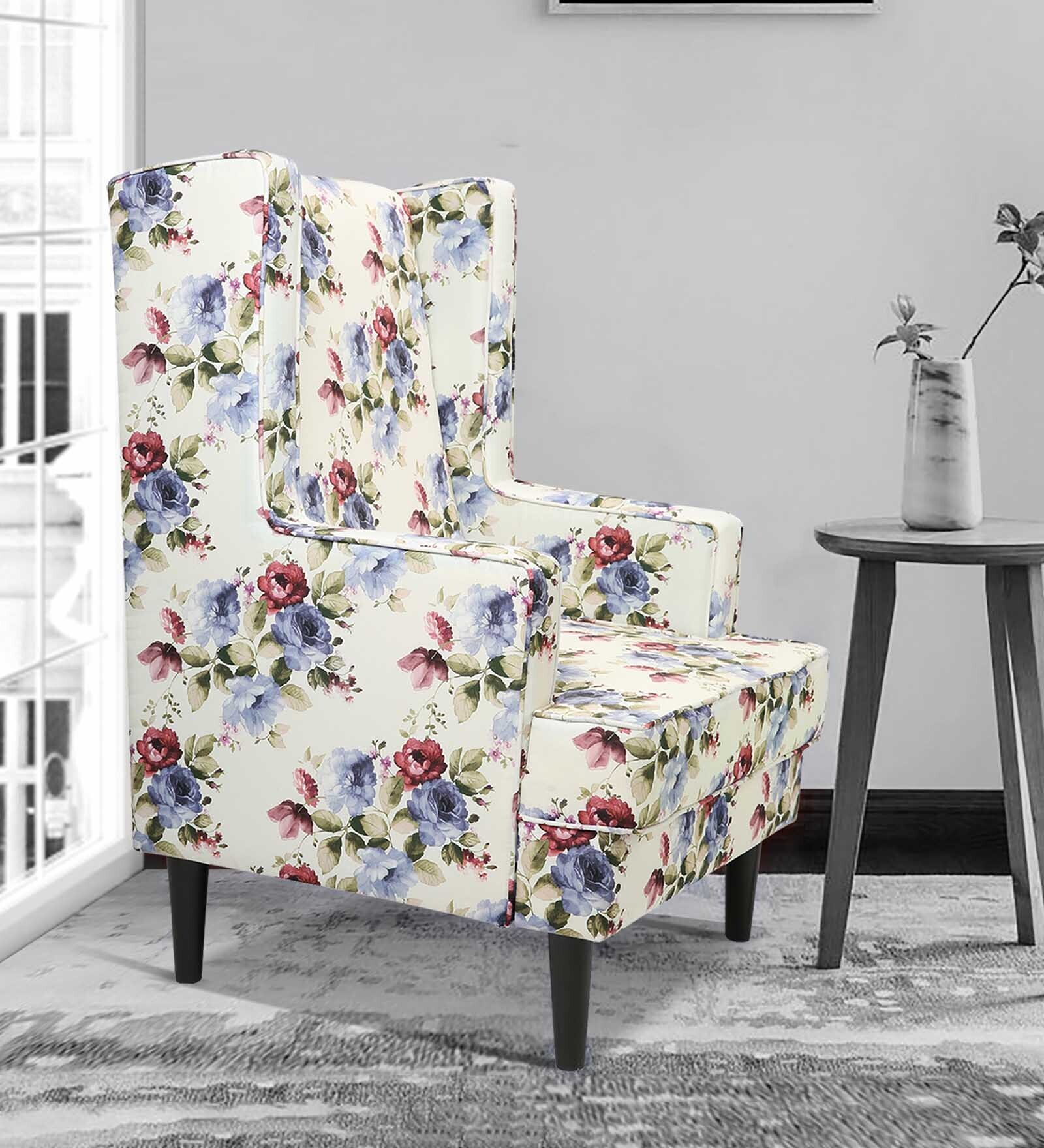 Kimpton Fabric Wing Chair in Multi Colour Floral Print