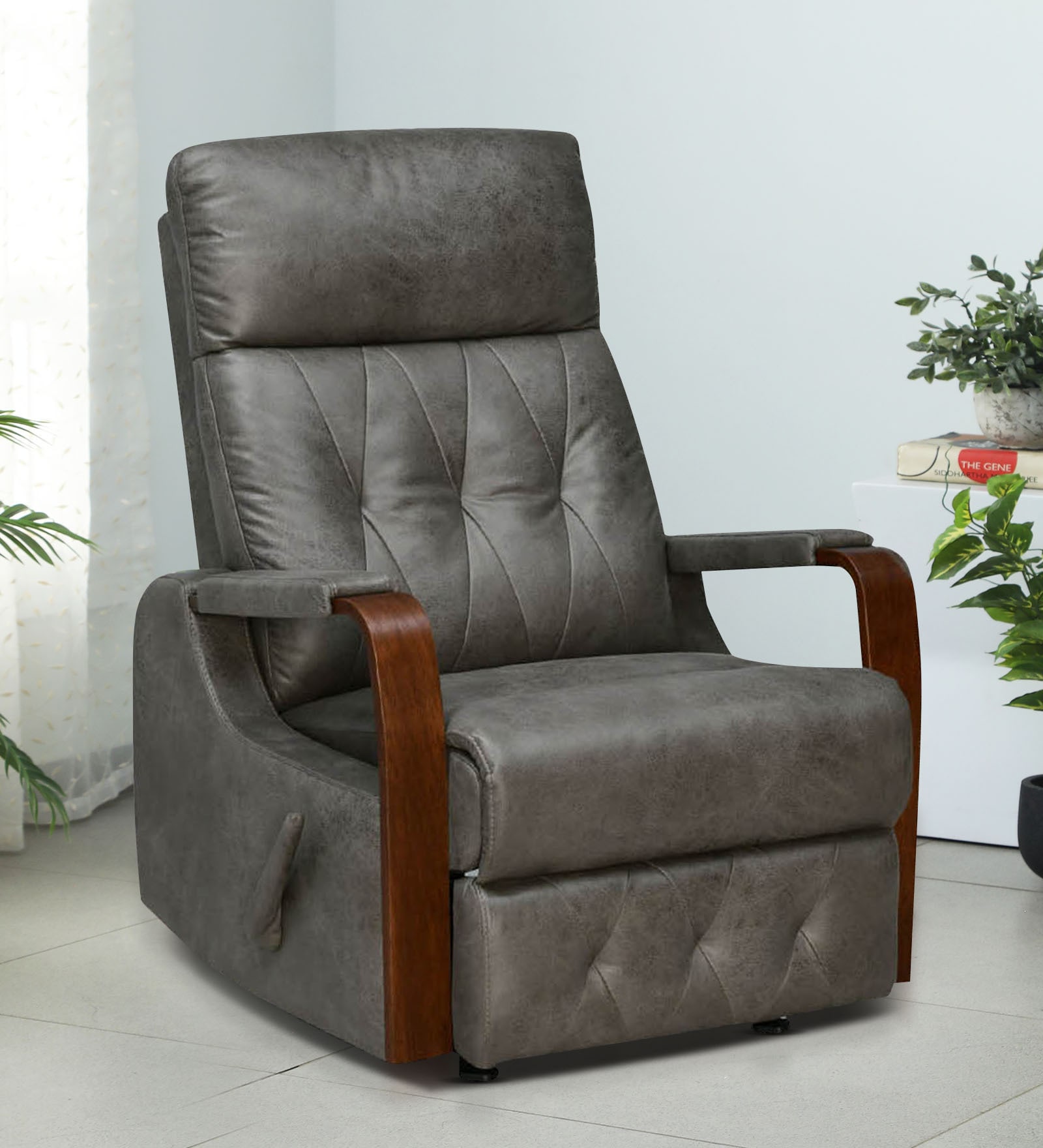 Woodbridge 1 Seater Manual Recliner In Grey Colour