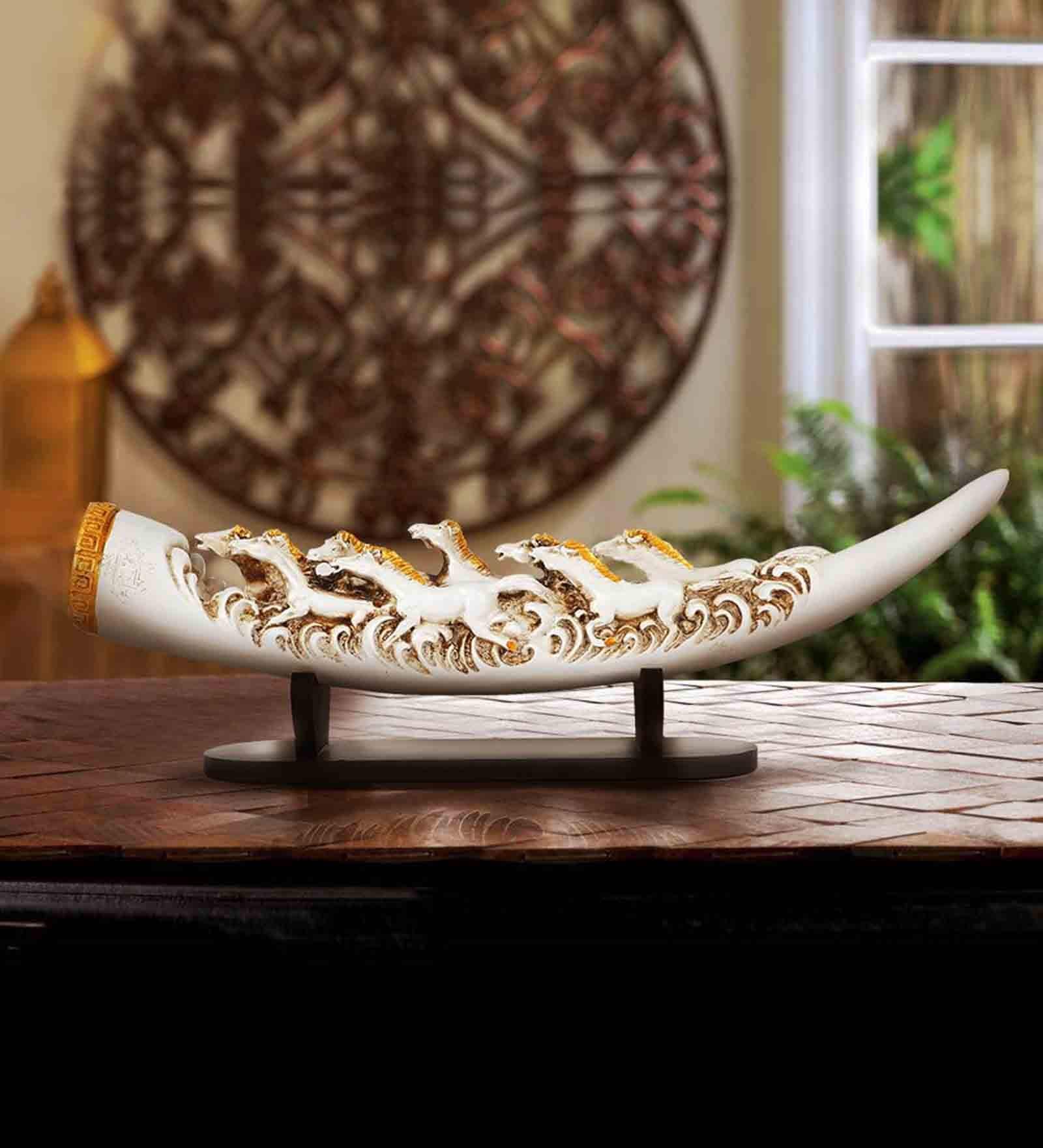 Wooden Table Accent Showpiece (Natural Brown)
