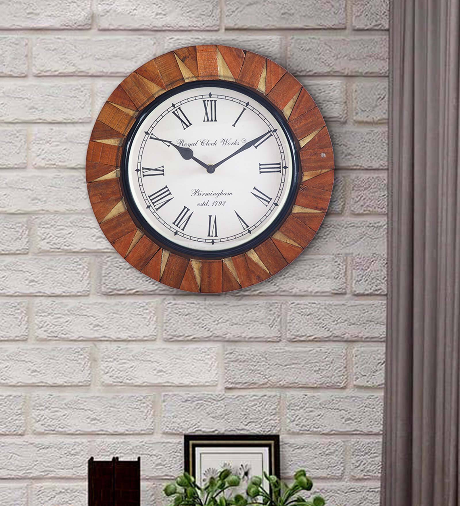 Brown Wood Hammer Wall Clock